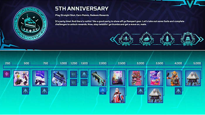 Players can earn a host of free rewards by completing challenges during the Apex Legends Anniversary Event.